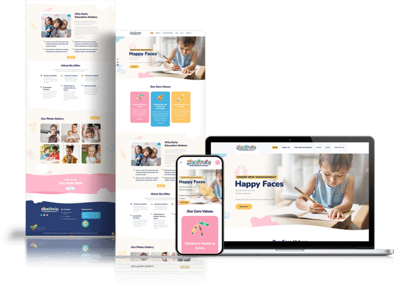 Happy Faces Childcare website